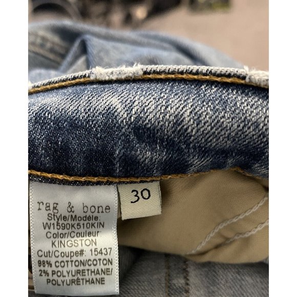 Rag & Bone Women’s Straight Leg Medium Wash Jeans Raw Hem Size 30 - Picture 7 of 9